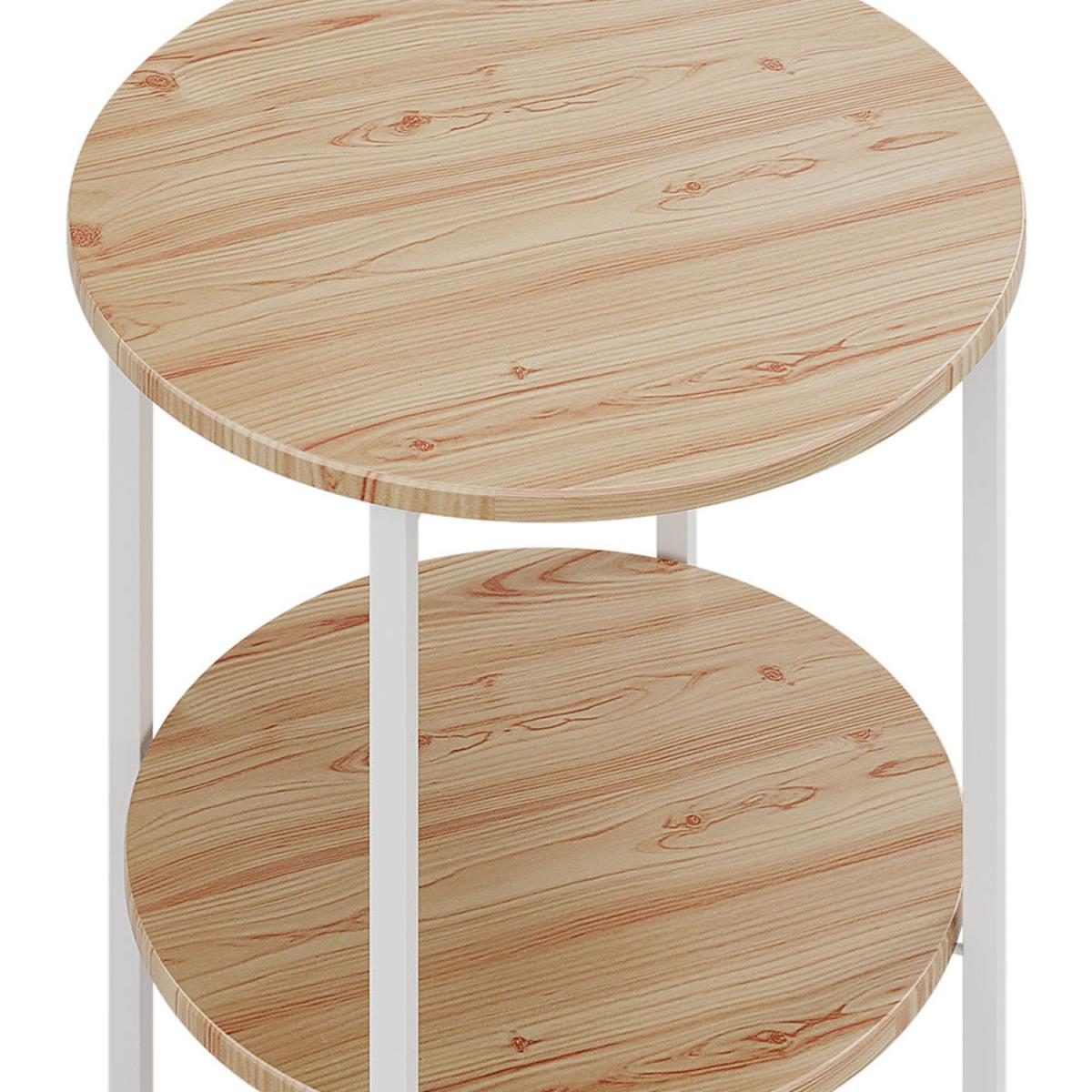 Minimalist 2-Tier Small Round Coffee Table - Natural – image 3