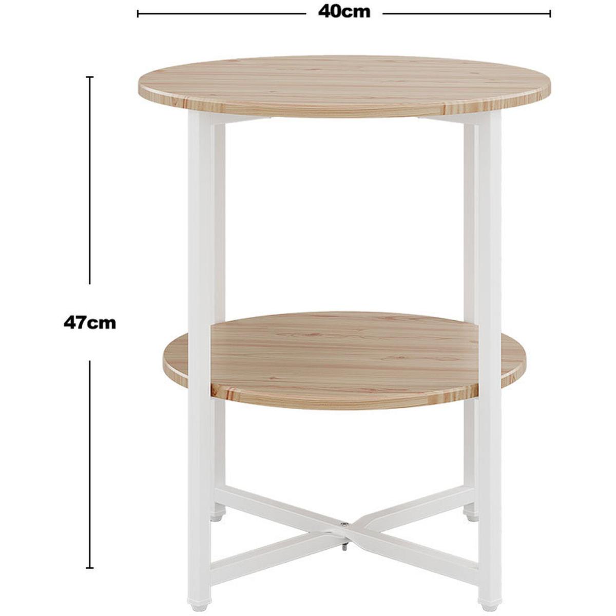 Minimalist 2-Tier Small Round Coffee Table - Natural – image 5