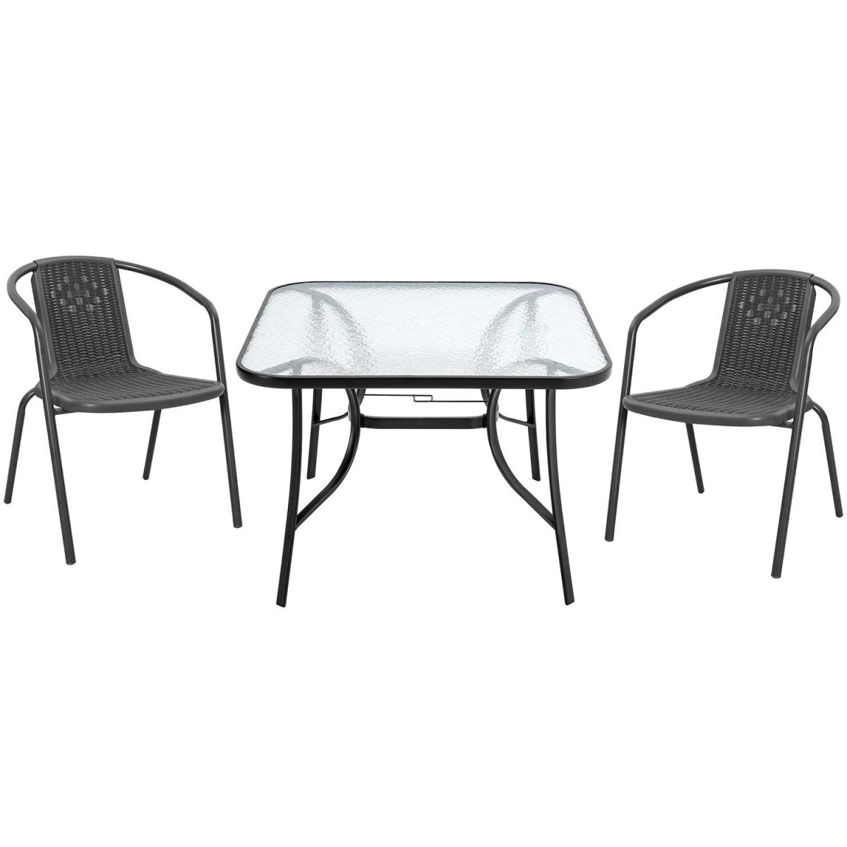 Metal Coffee Table with Chairs Bistro Set - Black / Square – image 3