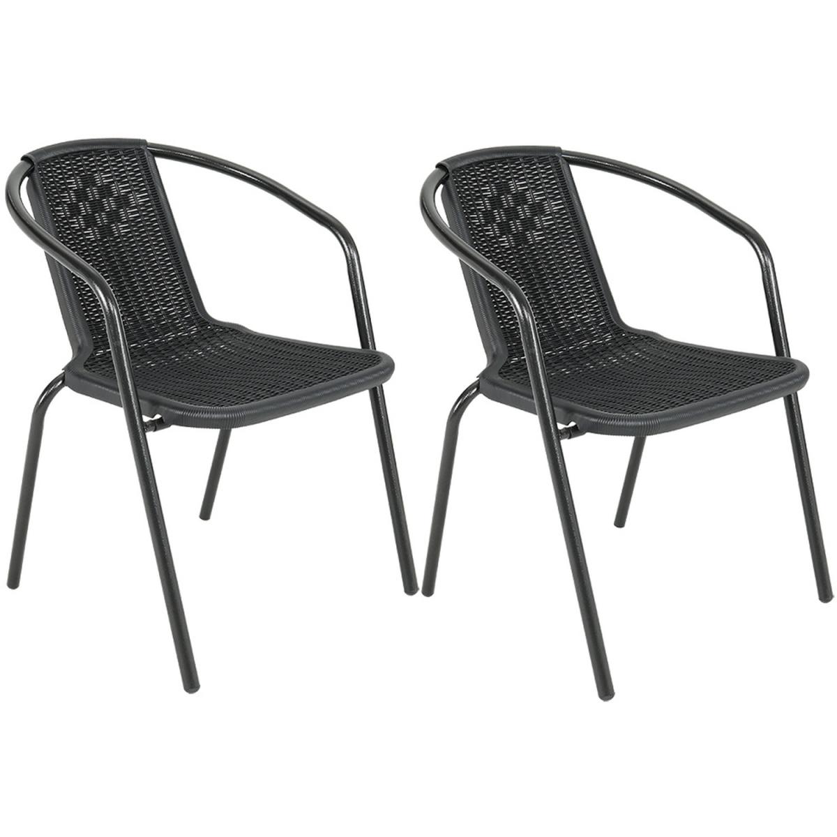 Metal Coffee Table with Chairs Bistro Set - Black / Square – image 6