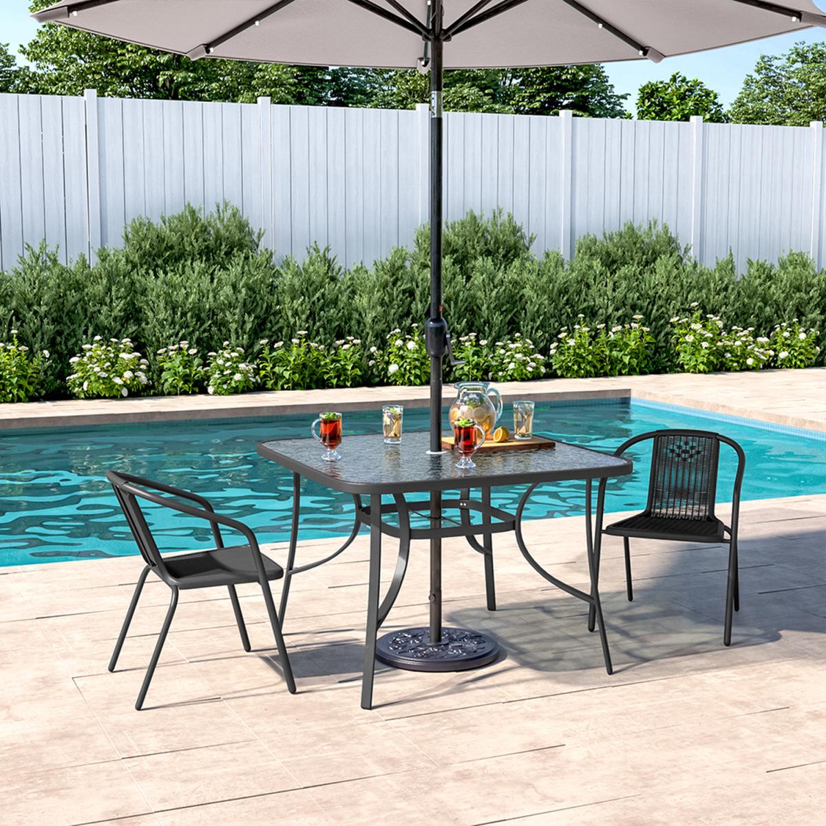 Metal Coffee Table with Chairs Bistro Set - Black / Square – image 7