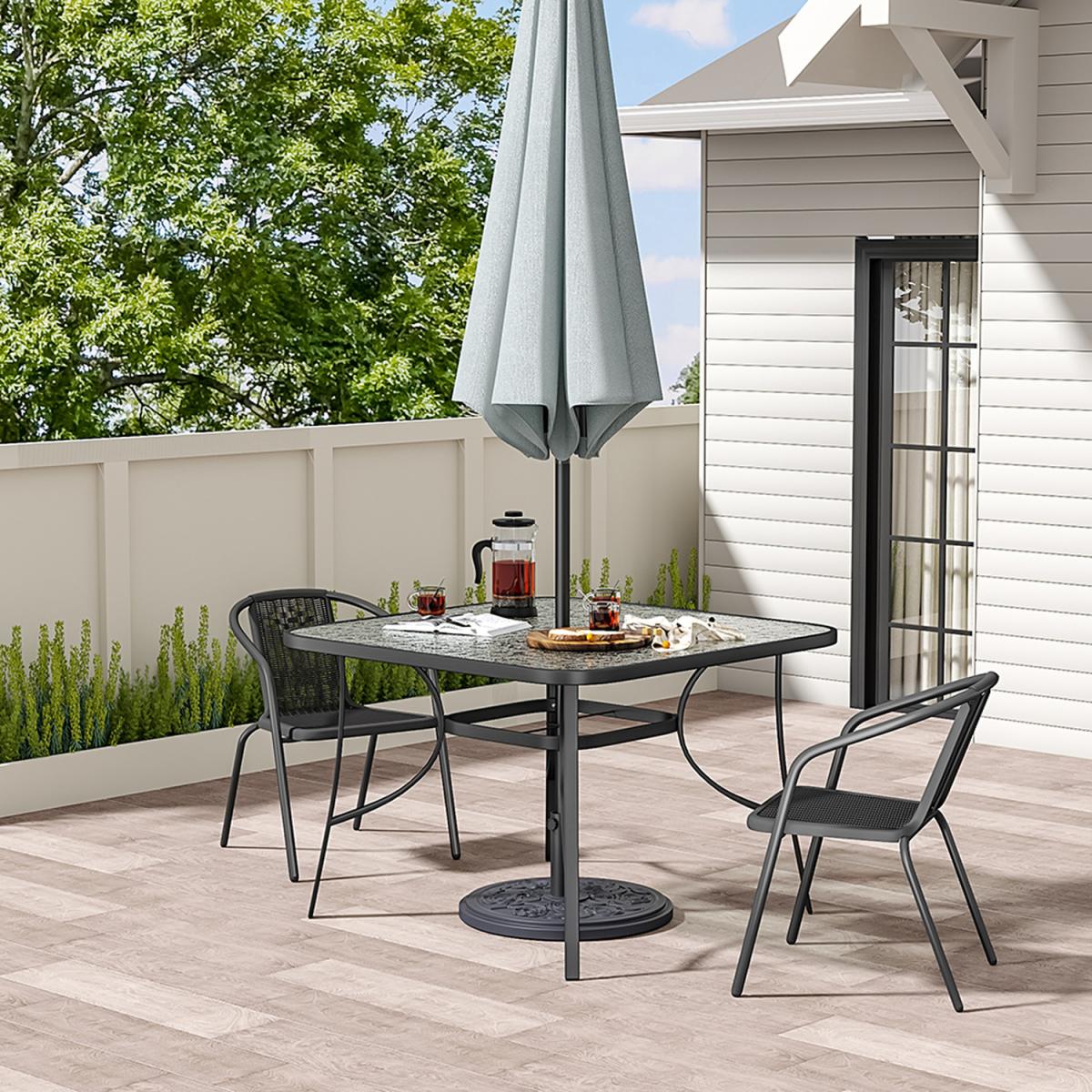 Metal Coffee Table with Chairs Bistro Set - Black / Square – image 8