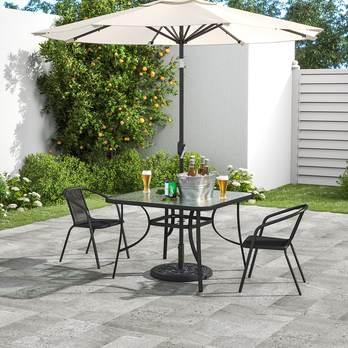 Metal Coffee Table with Chairs Bistro Set - Black / Square – image 1