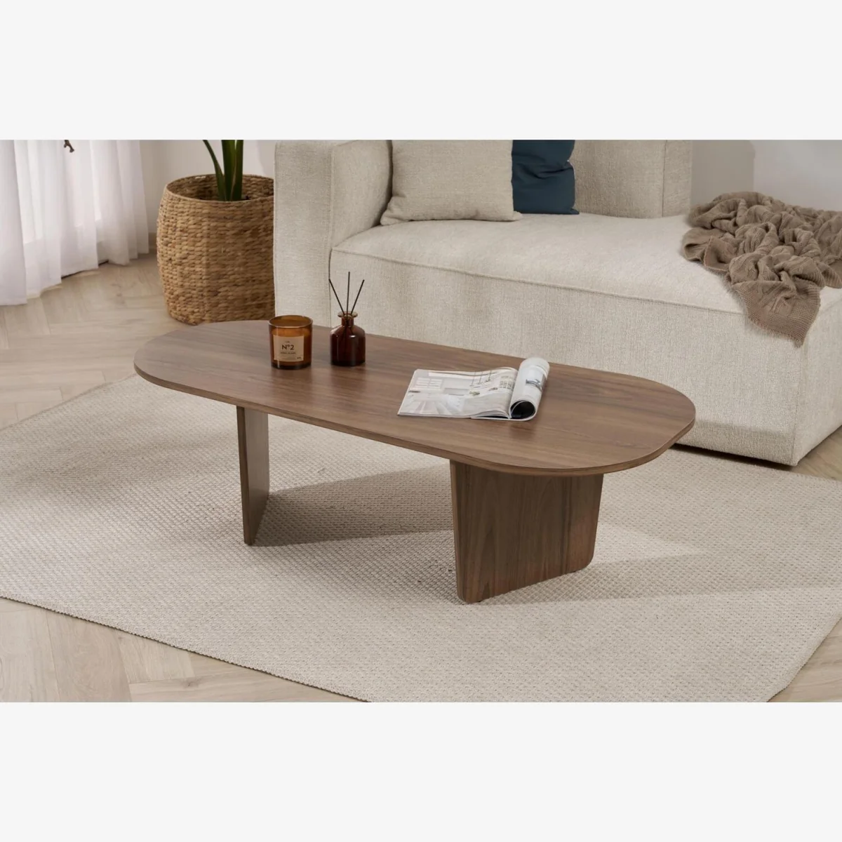 Ovalis Coffee Table - Natural Walnut Effect – image 1