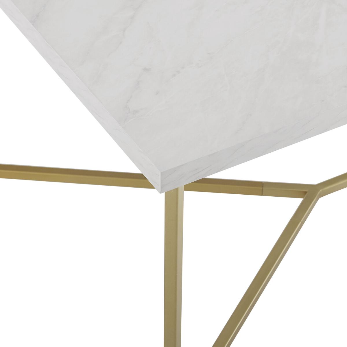 Rhea White Marble Effect Coffee Table - Gold – image 4