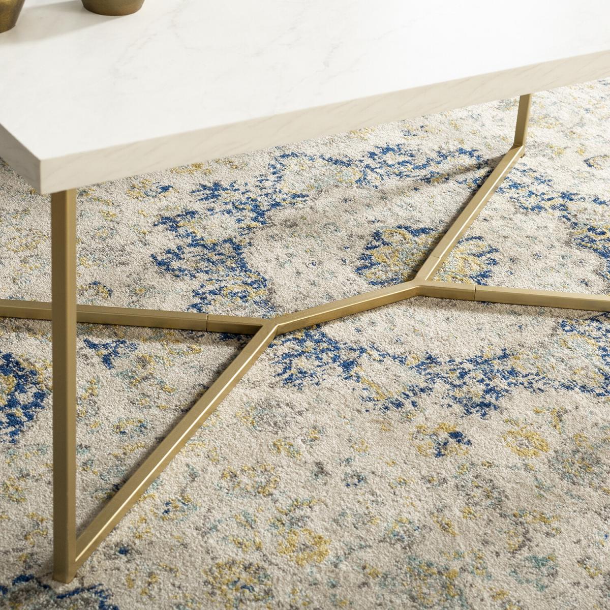 Rhea White Marble Effect Coffee Table - Gold – image 5
