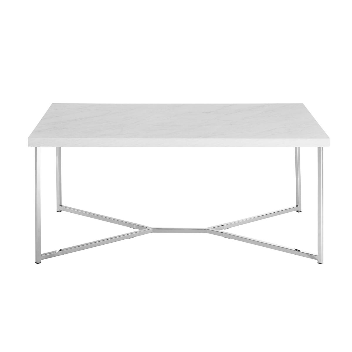 Rhea White Marble Effect Coffee Table - Gold – image 7