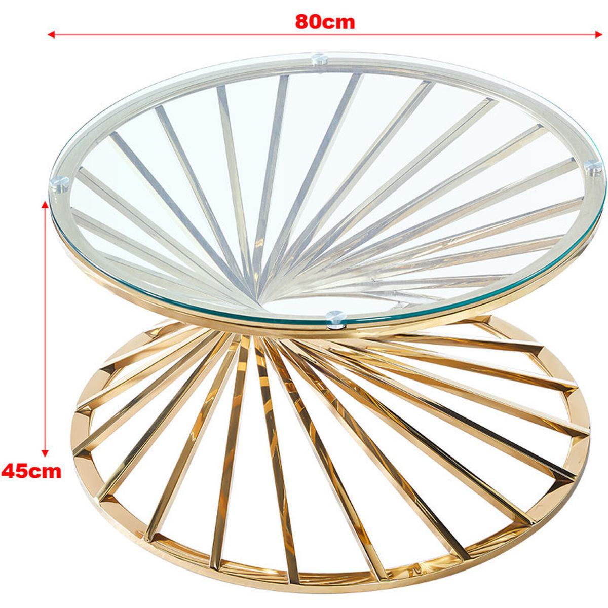 Clear Round Tempered Glass top Sofa Side Coffee Table With Chromed Leg - Silvery – image 3