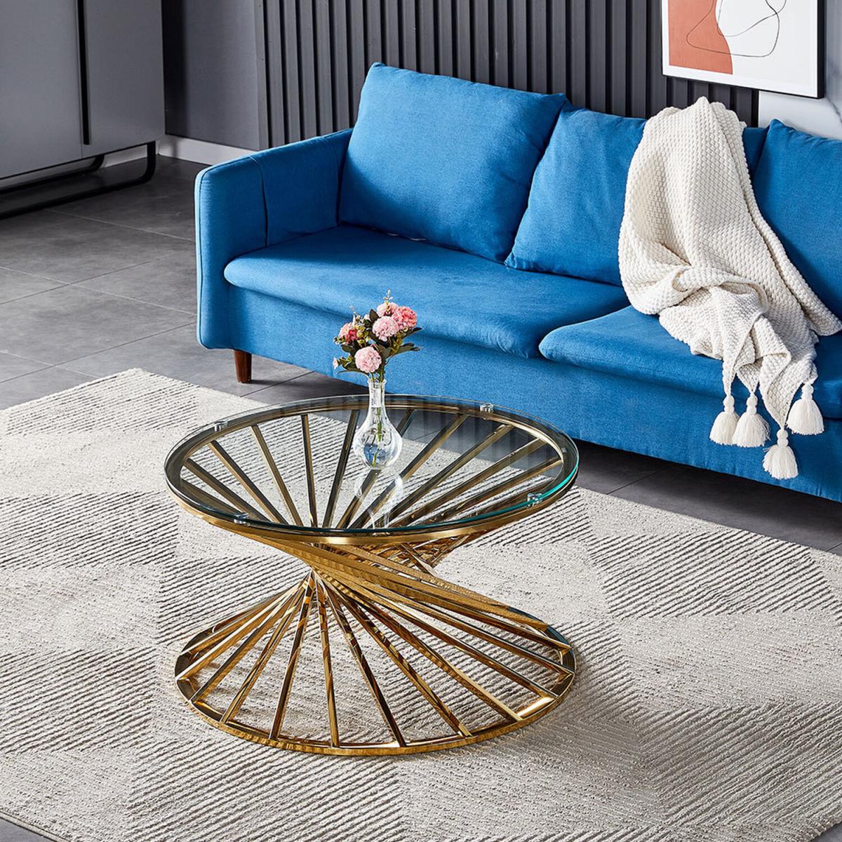 Clear Round Tempered Glass top Sofa Side Coffee Table With Chromed Leg - Silvery – image 5