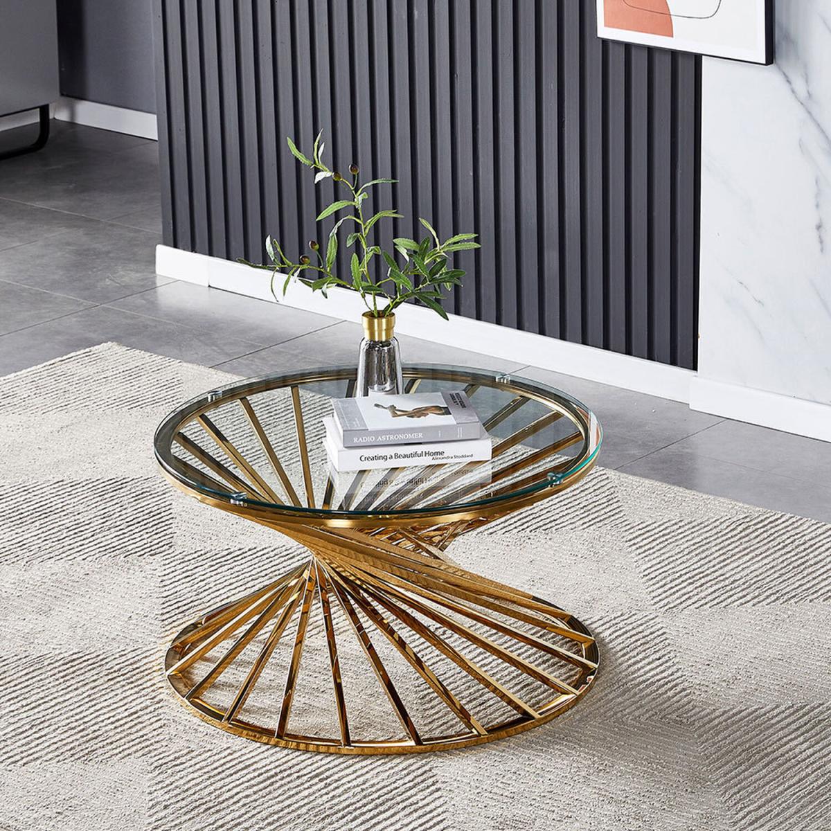Clear Round Tempered Glass top Sofa Side Coffee Table With Chromed Leg - Silvery – image 6