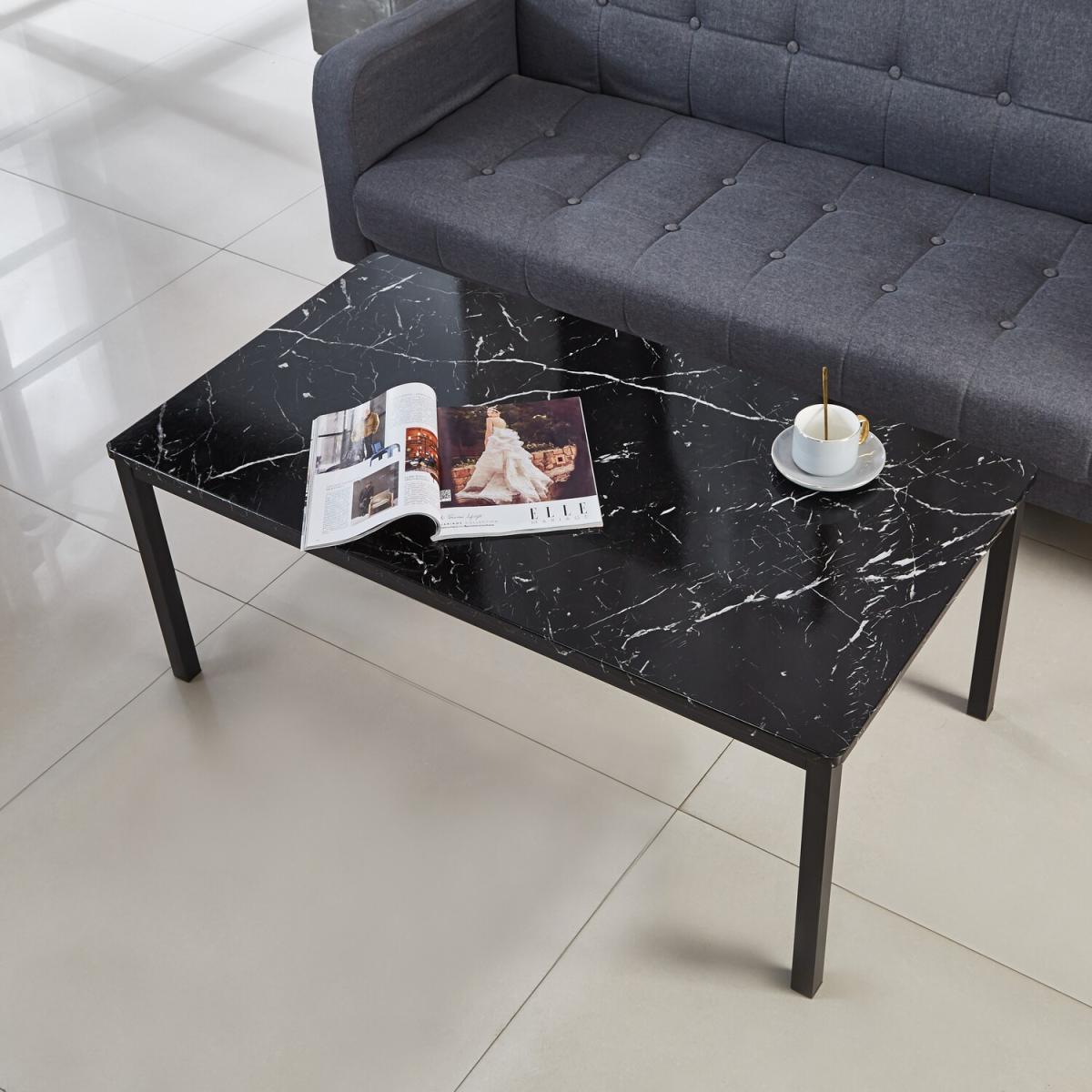 MDF Laminated Marble Effect Coffee Table - Brown – image 2