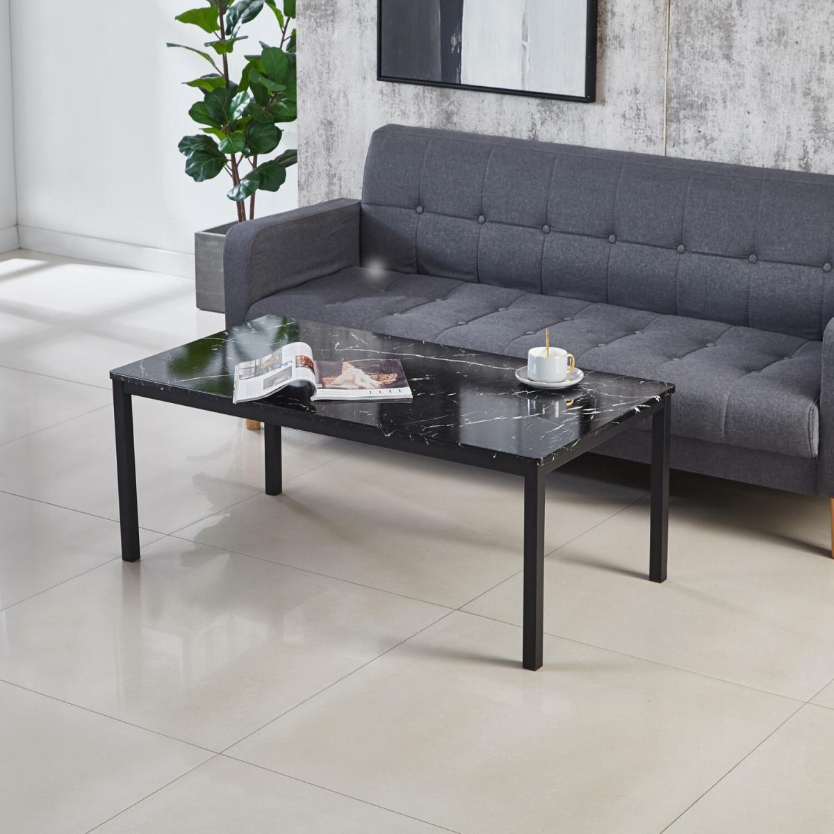 MDF Laminated Marble Effect Coffee Table - Brown – image 3