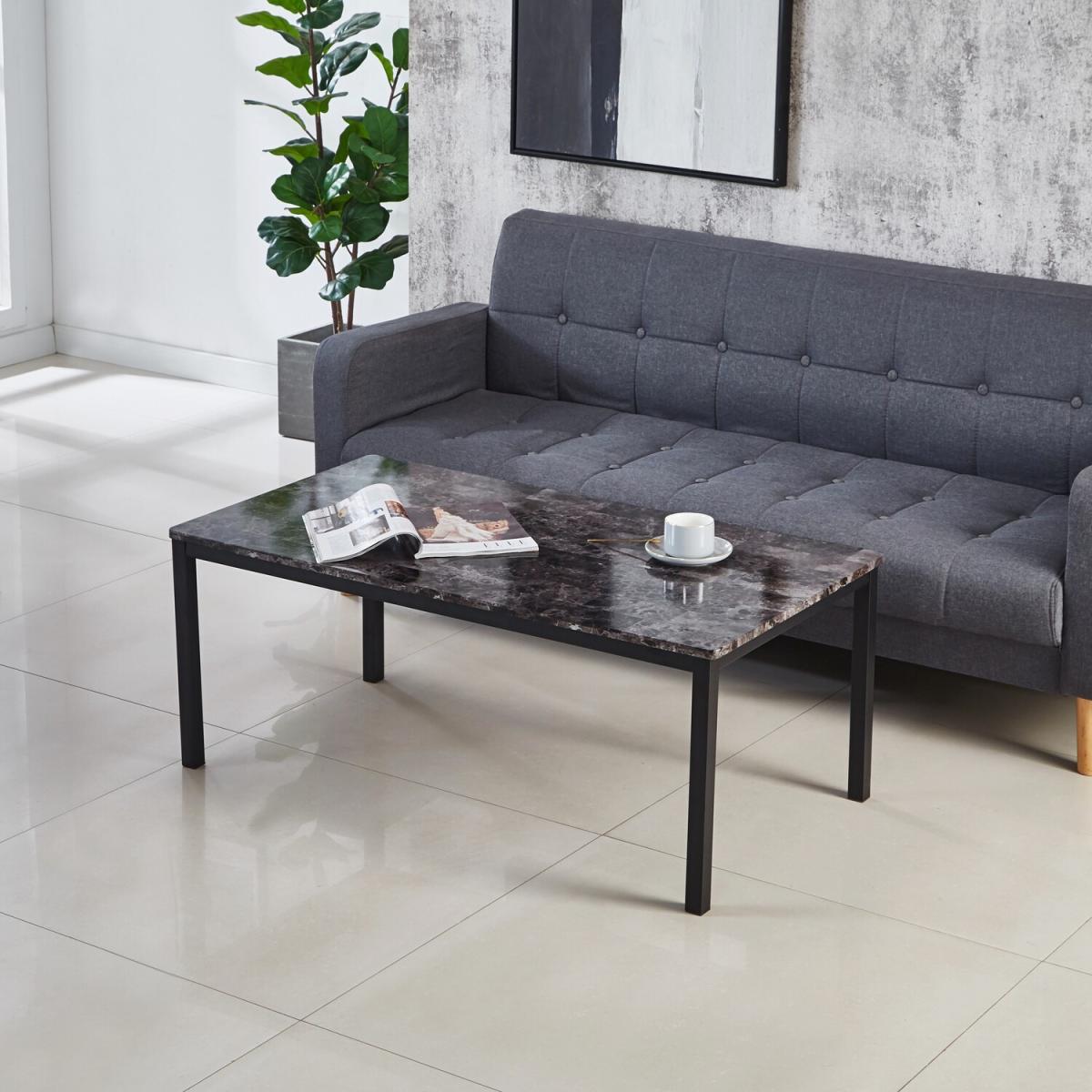 MDF Laminated Marble Effect Coffee Table - Brown – image 4