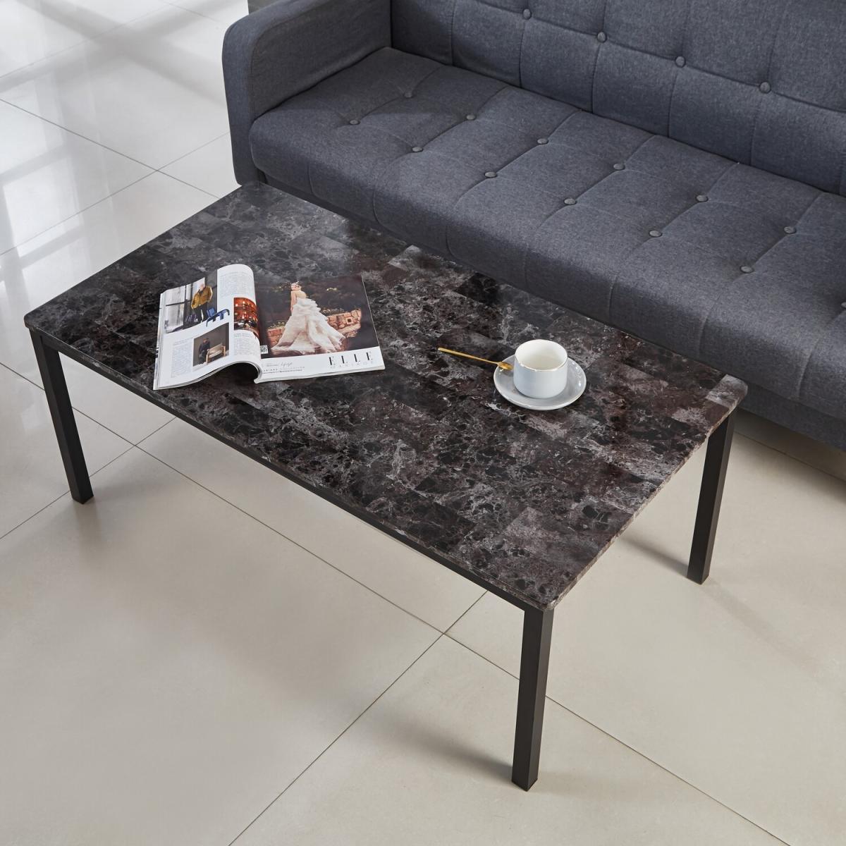 MDF Laminated Marble Effect Coffee Table - Brown – image 5