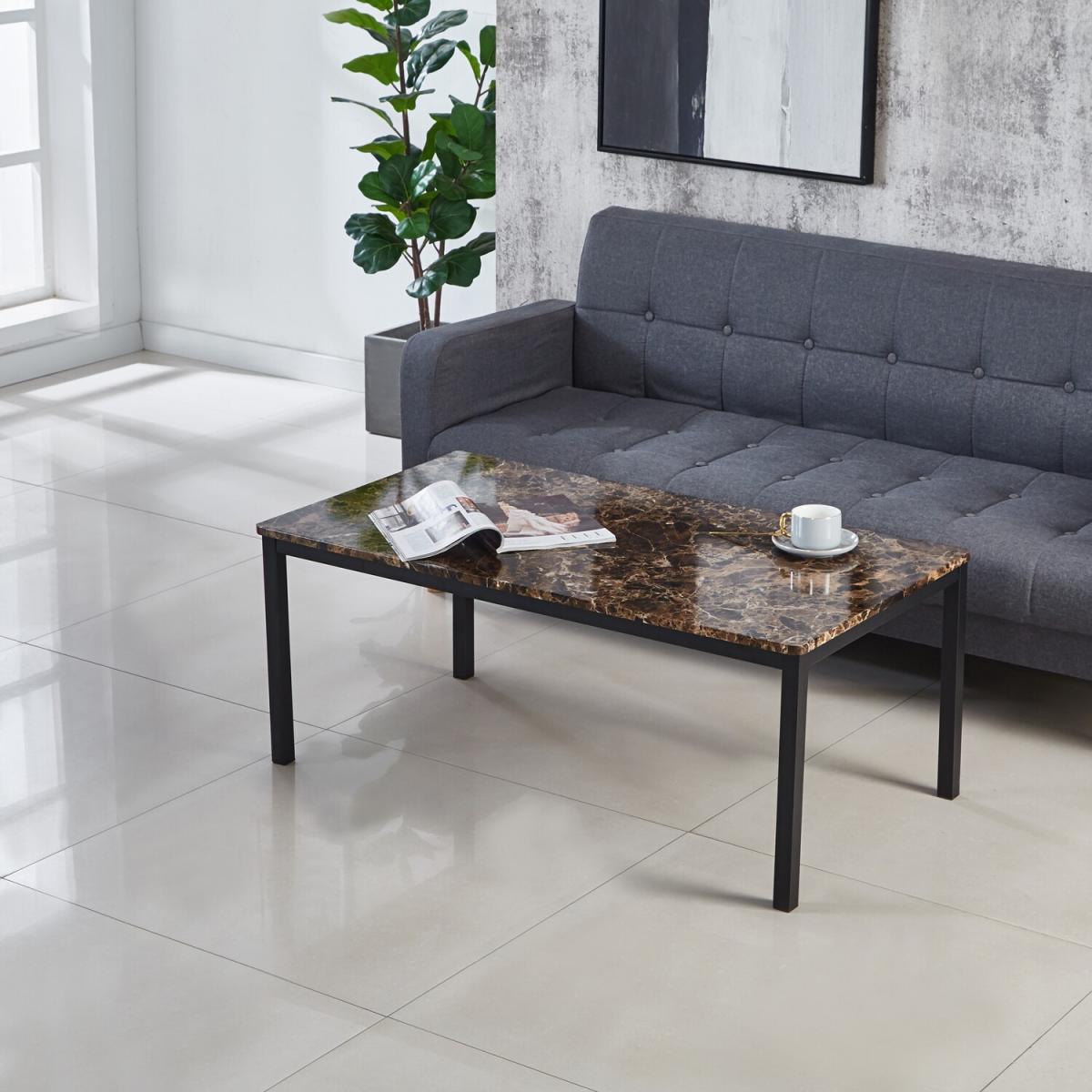MDF Laminated Marble Effect Coffee Table - Brown – image 6