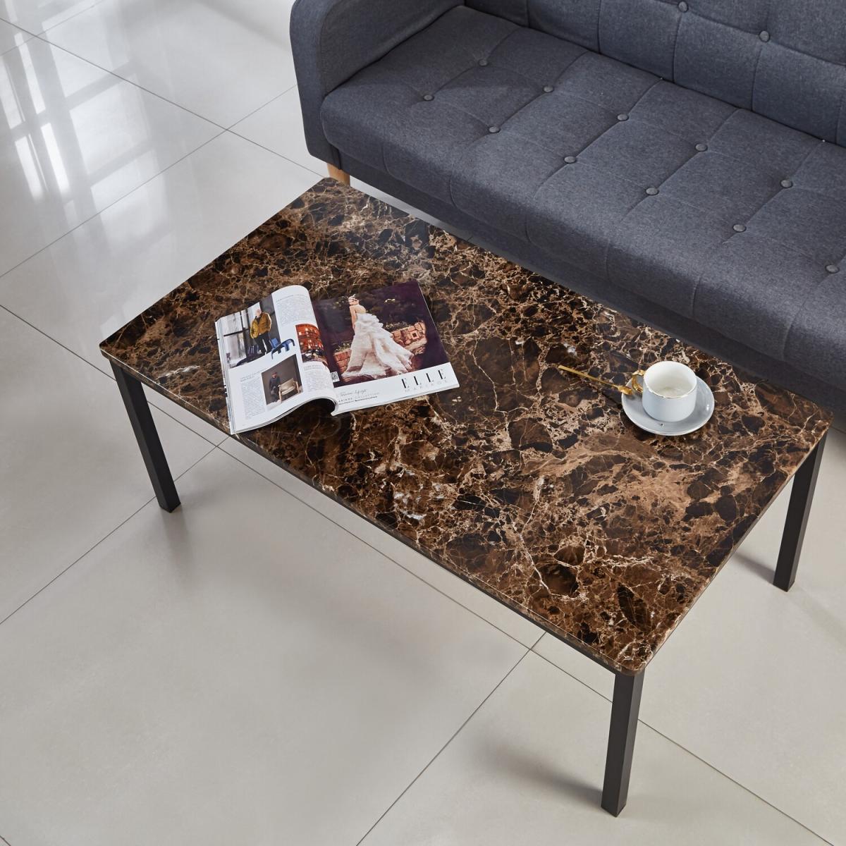 MDF Laminated Marble Effect Coffee Table - Brown – image 7