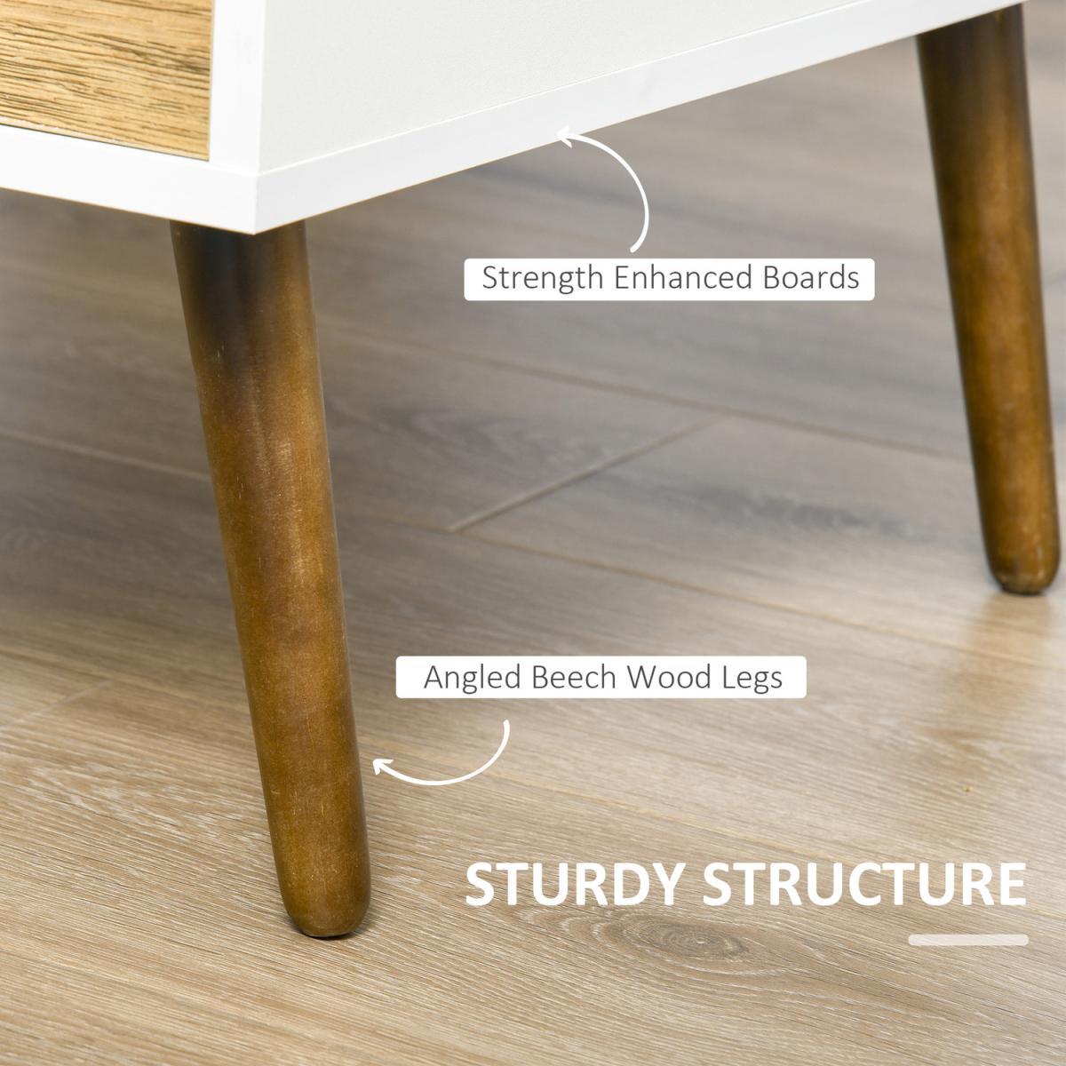 Coffee Table with 4 Drawers - White, Natural Wood Finish – image 7