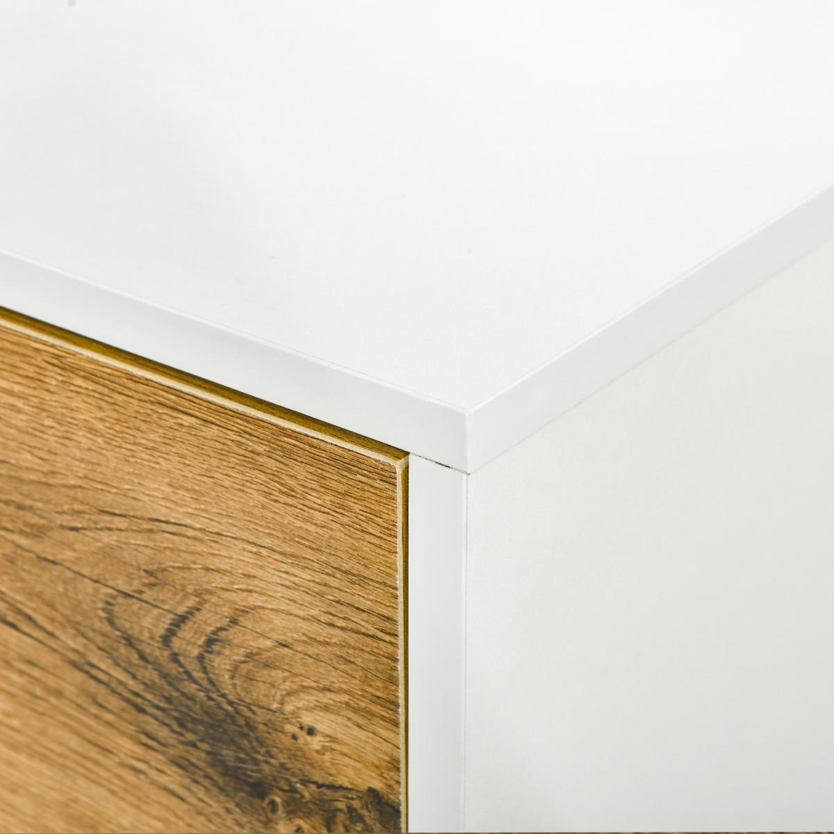 Coffee Table with 4 Drawers - White, Natural Wood Finish – image 8