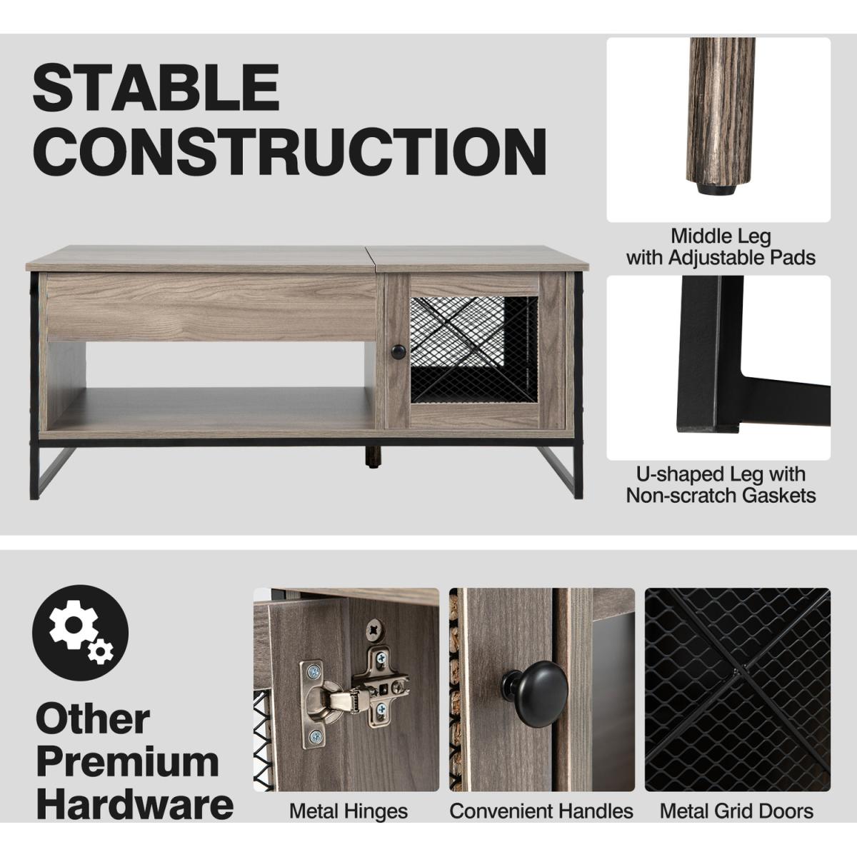 Lift-Top Coffee Table - Grey – image 2