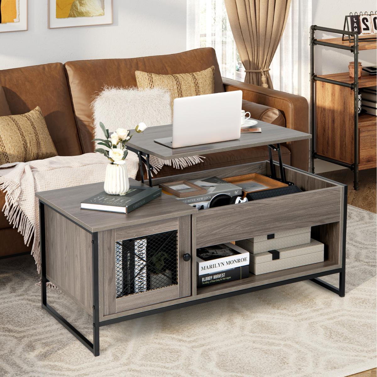 Lift-Top Coffee Table - Grey – image 4