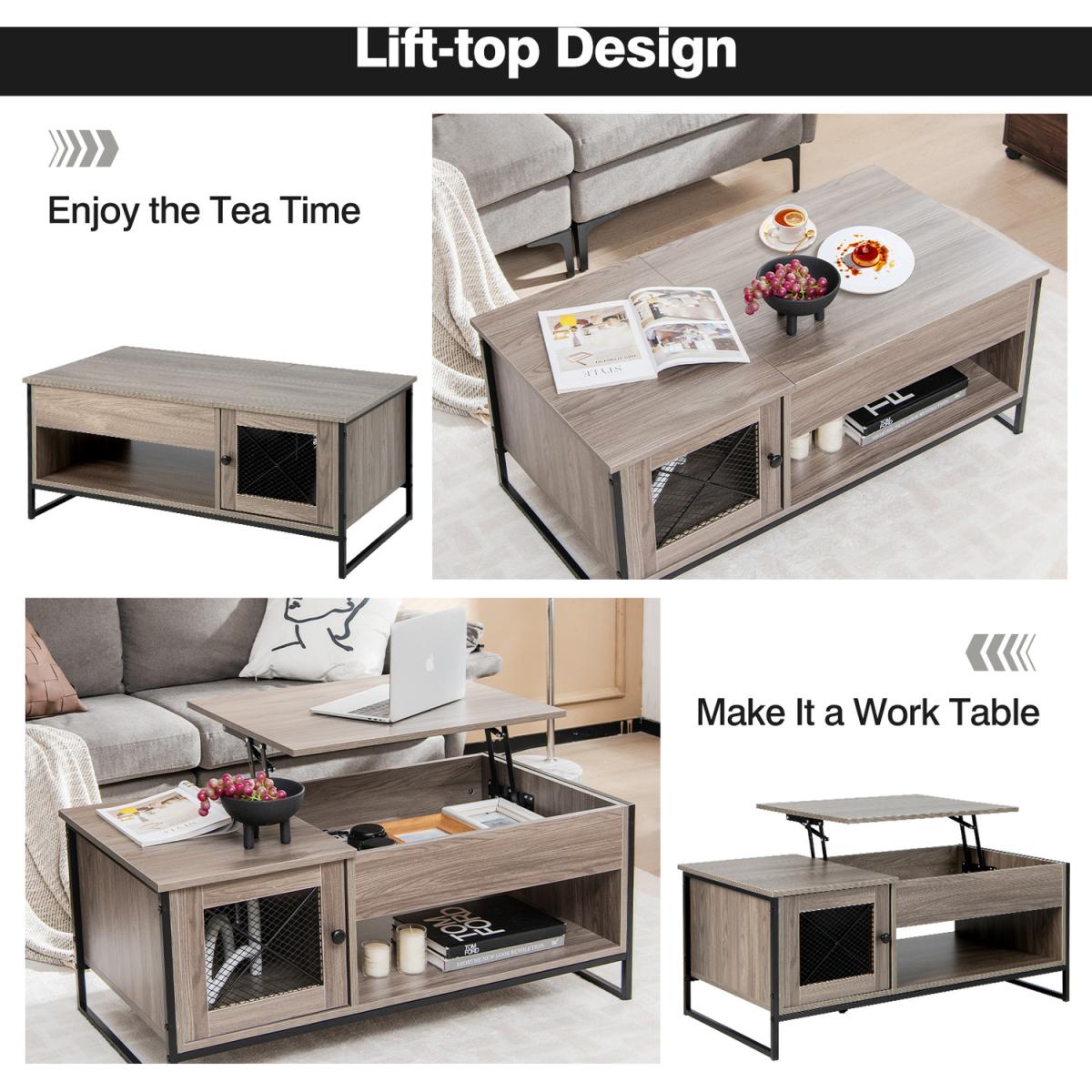 Lift-Top Coffee Table - Grey – image 5