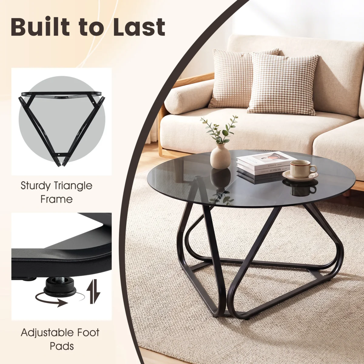 Circular triangular bottom coffee table – image 5