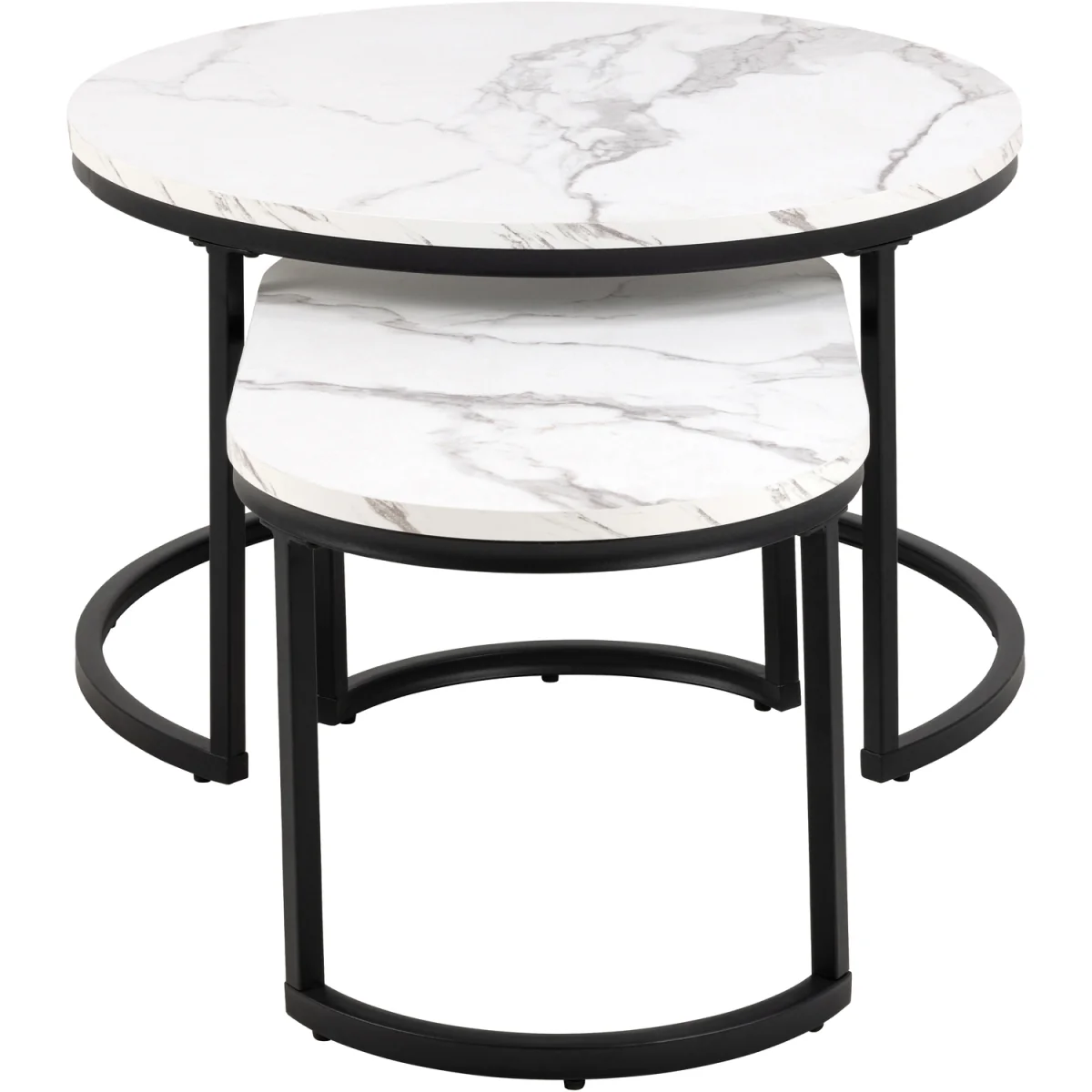 Spiro Coffee Table Set with White Marble Melamine Top & Black Legs - White – image 4