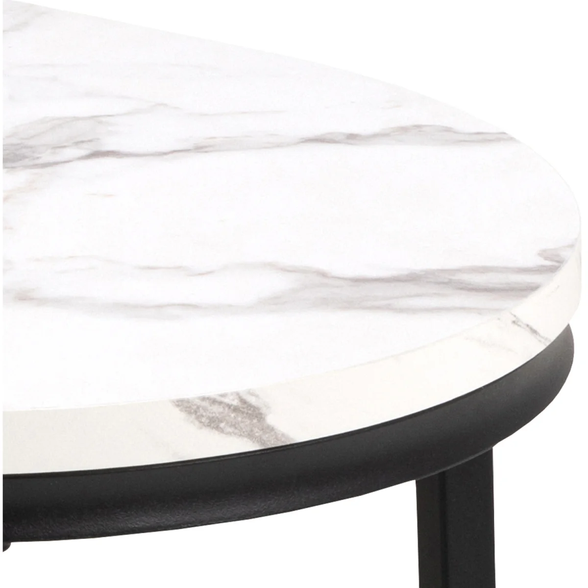 Spiro Coffee Table Set with White Marble Melamine Top & Black Legs - White – image 5
