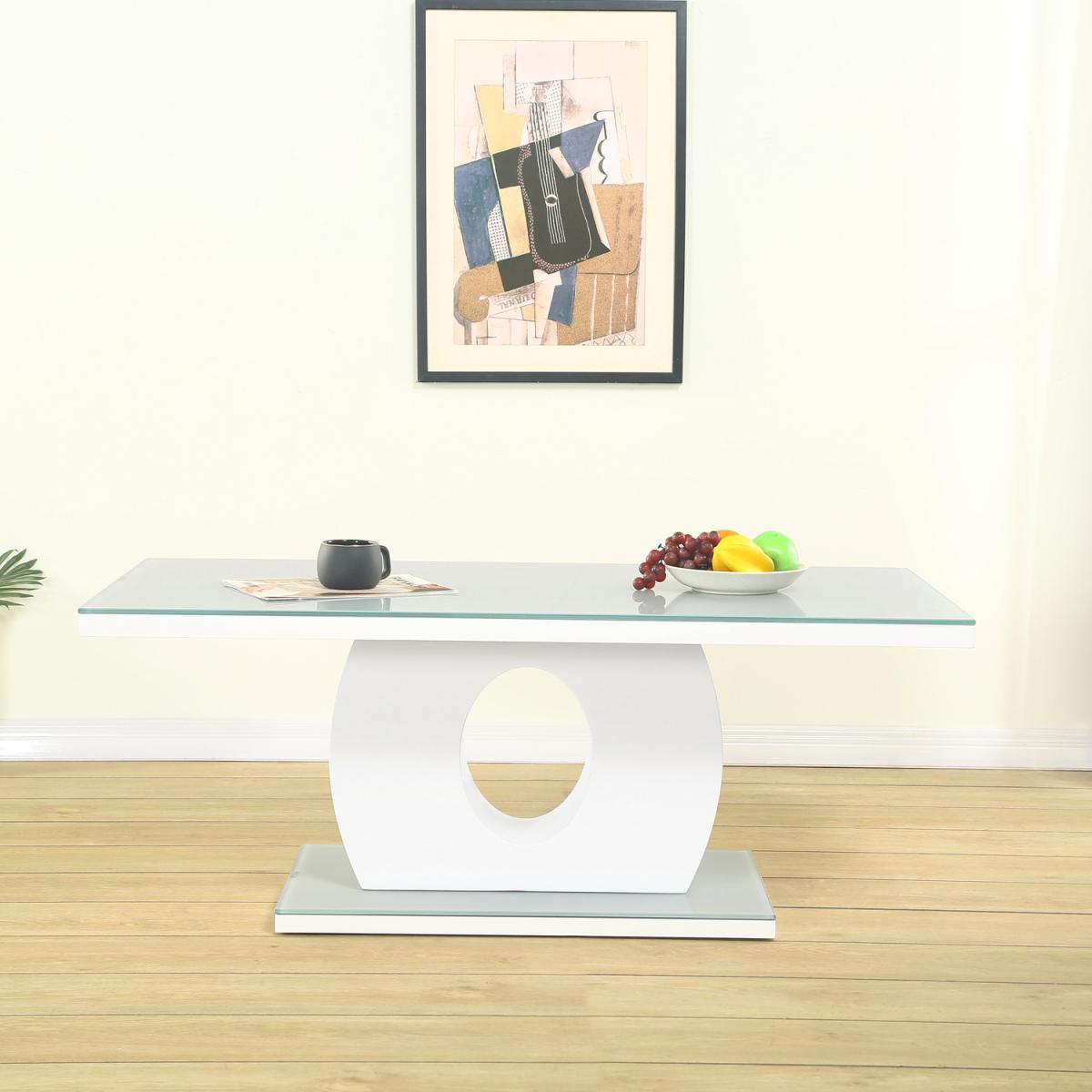 High Gloss White Coffee Table Halo Design - Grey – image 2