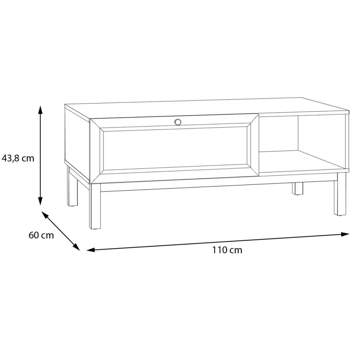 Wensley 1 Drawer Coffee Table in Light Grey and Oak - Light Grey & Oak – image 6