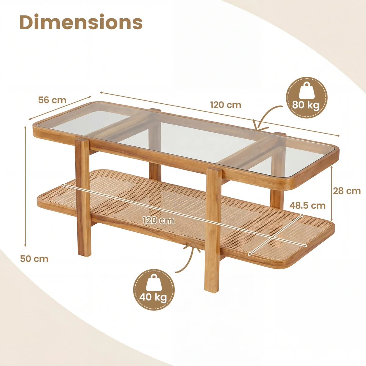 2-Tier Coffee Table with Storage - Brown – image 2