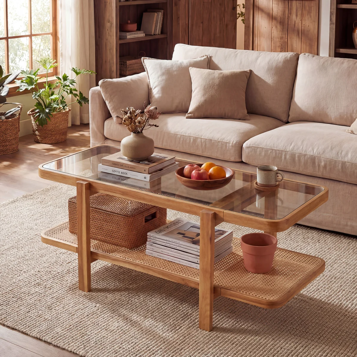 2-Tier Coffee Table with Storage - Brown – image 3