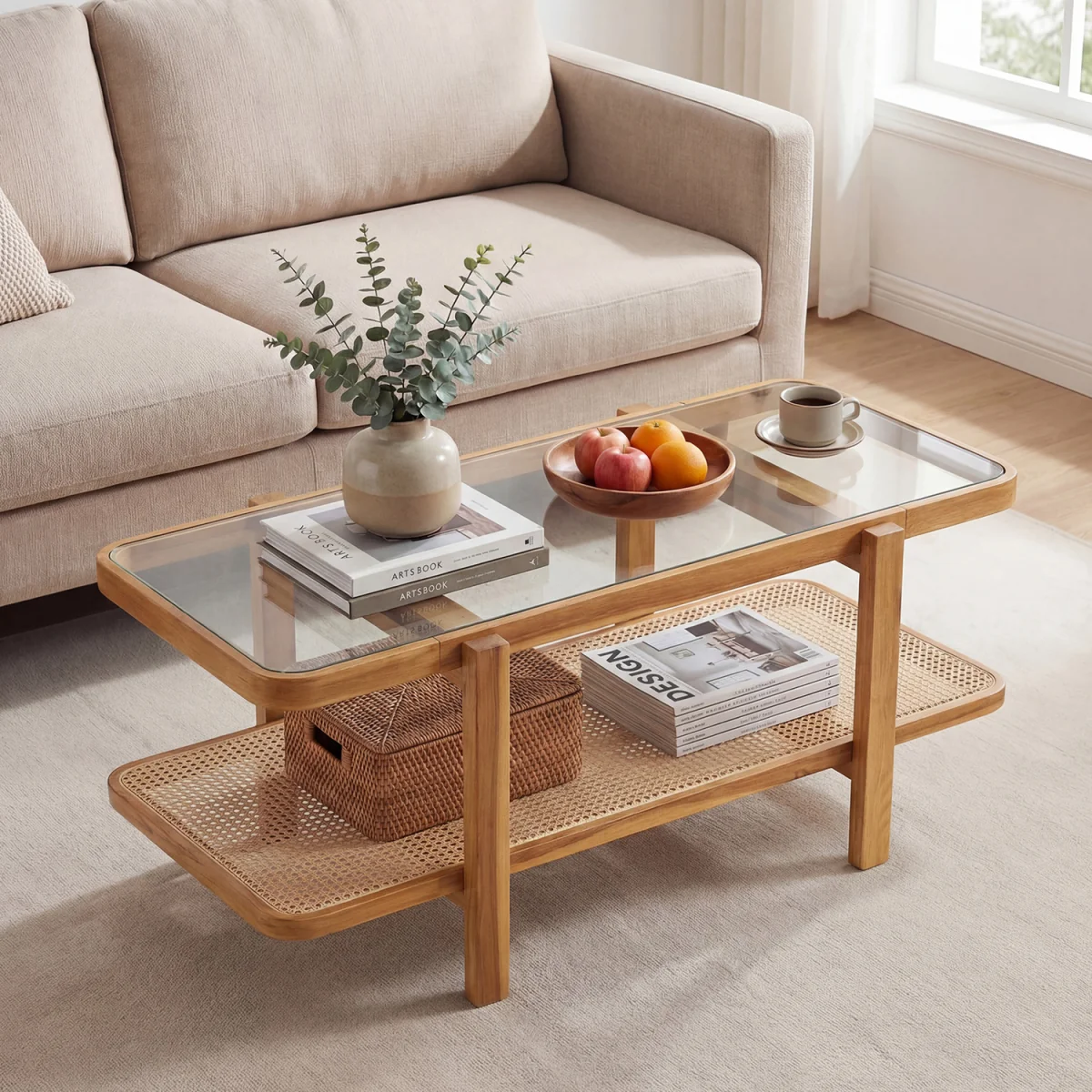 2-Tier Coffee Table with Storage - Brown – image 4