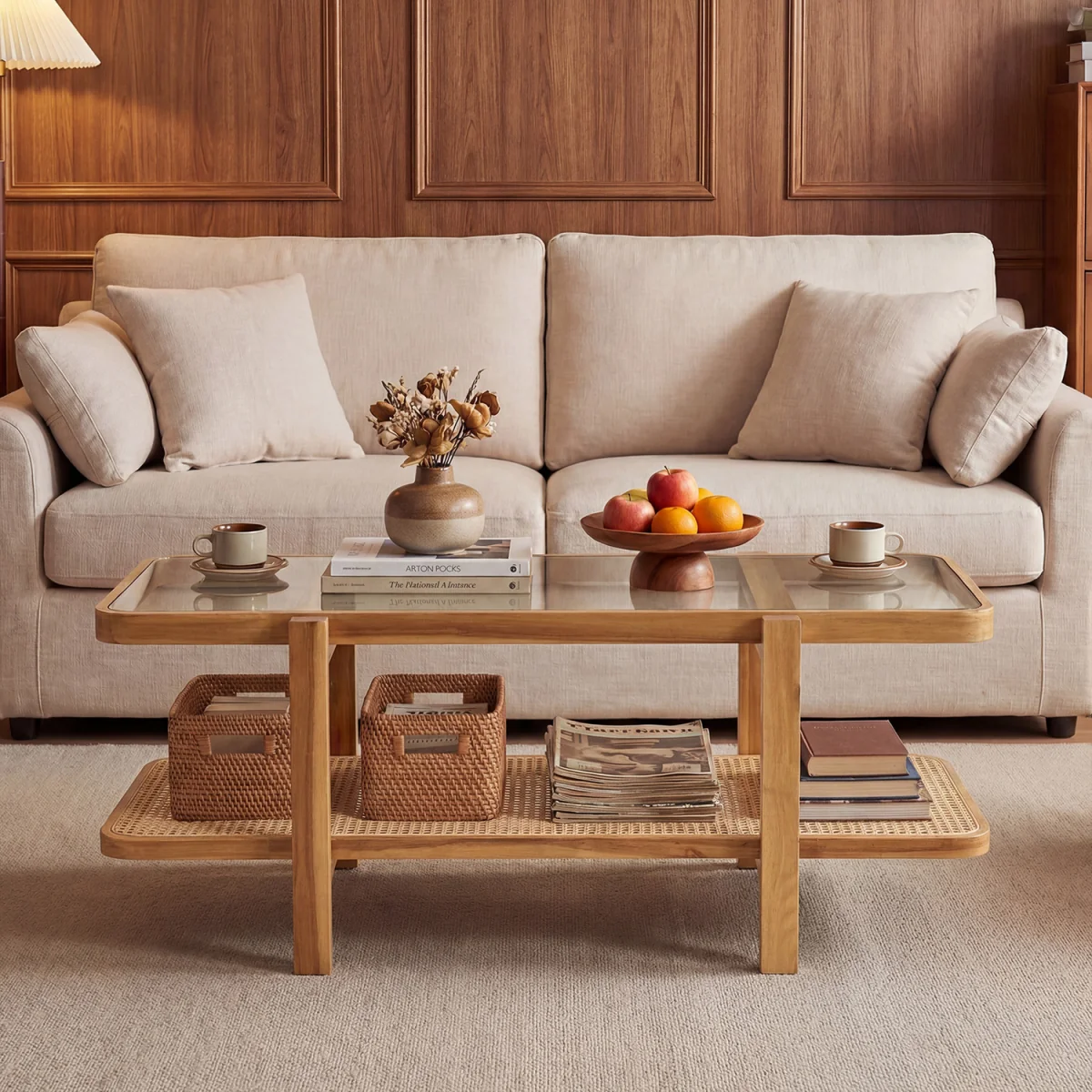 2-Tier Coffee Table with Storage - Brown – image 5