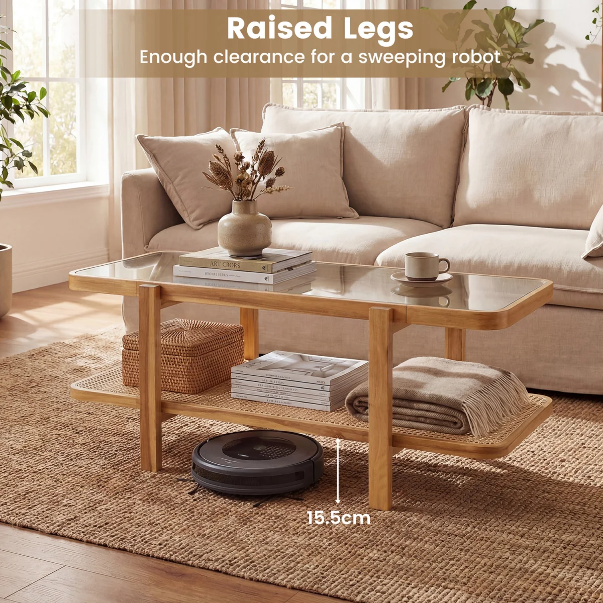 2-Tier Coffee Table with Storage - Brown – image 7