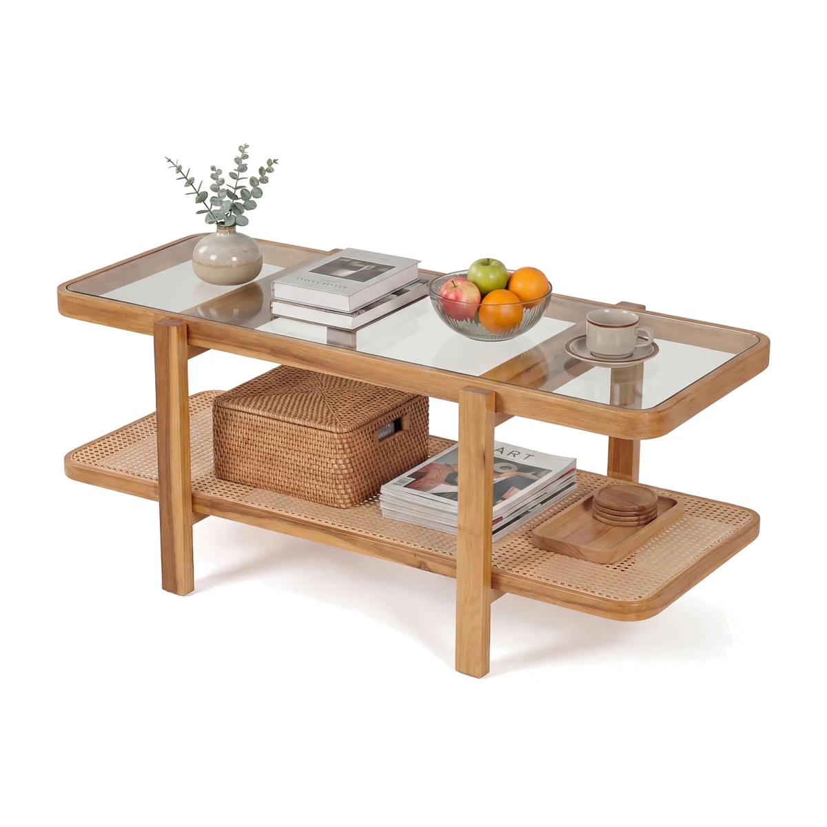 2-Tier Coffee Table with Storage - Brown – image 1