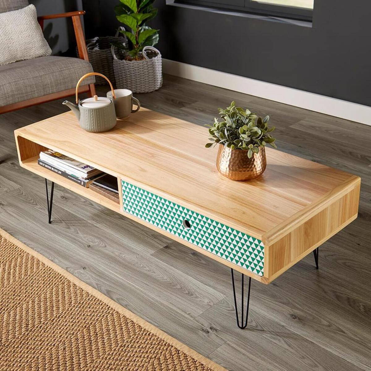 Prague 1 Drawer Modern Coffee Table Storage Unit - Natural - Light Oak – image 2