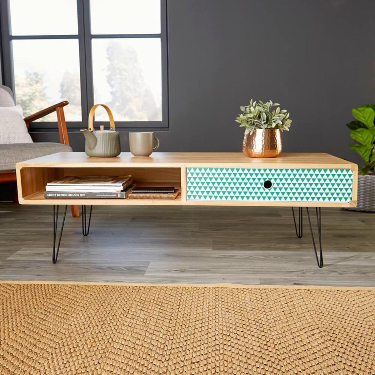 Prague 1 Drawer Modern Coffee Table Storage Unit - Natural - Light Oak – image 3