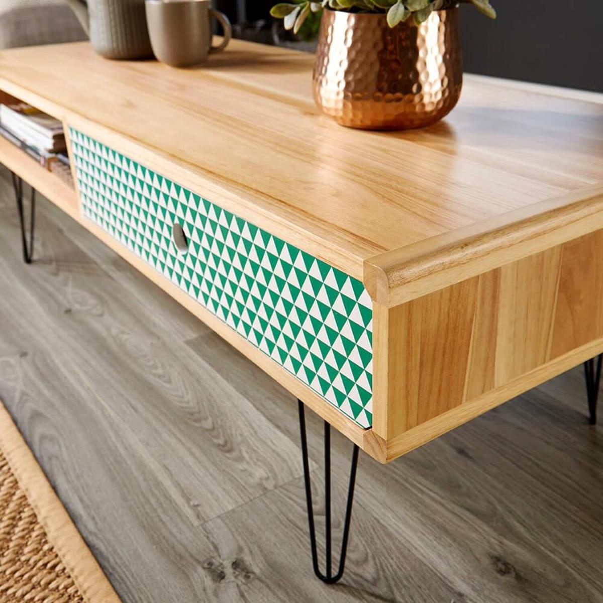 Prague 1 Drawer Modern Coffee Table Storage Unit - Natural - Light Oak – image 4