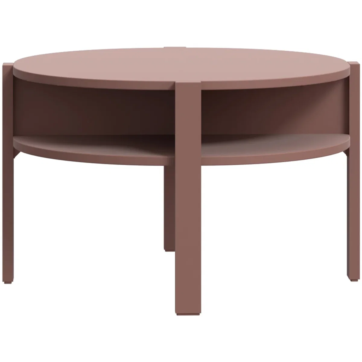 Tobago Round Coffee Table with Open Shelf in Terracotta - Terracotta – image 3