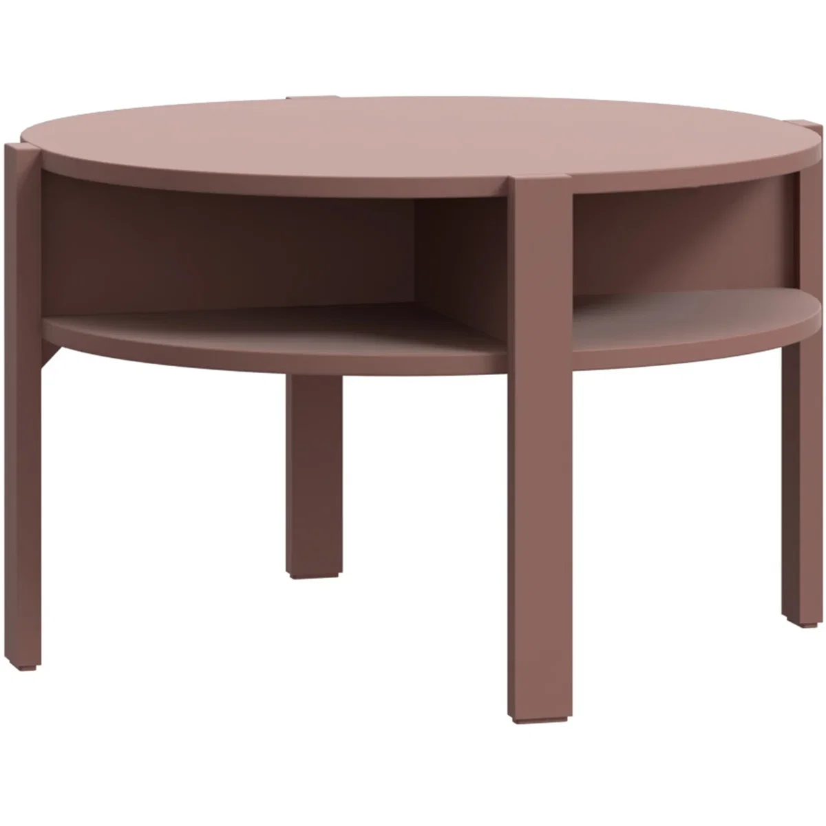 Tobago Round Coffee Table with Open Shelf in Terracotta - Terracotta – image 4