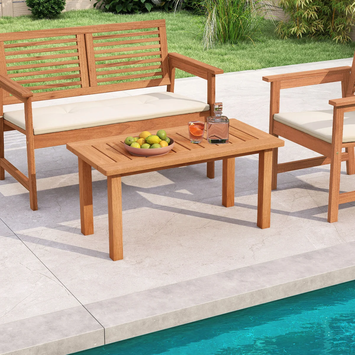 Rectangular Wooden Center Table for Balcony - Brown – image 11