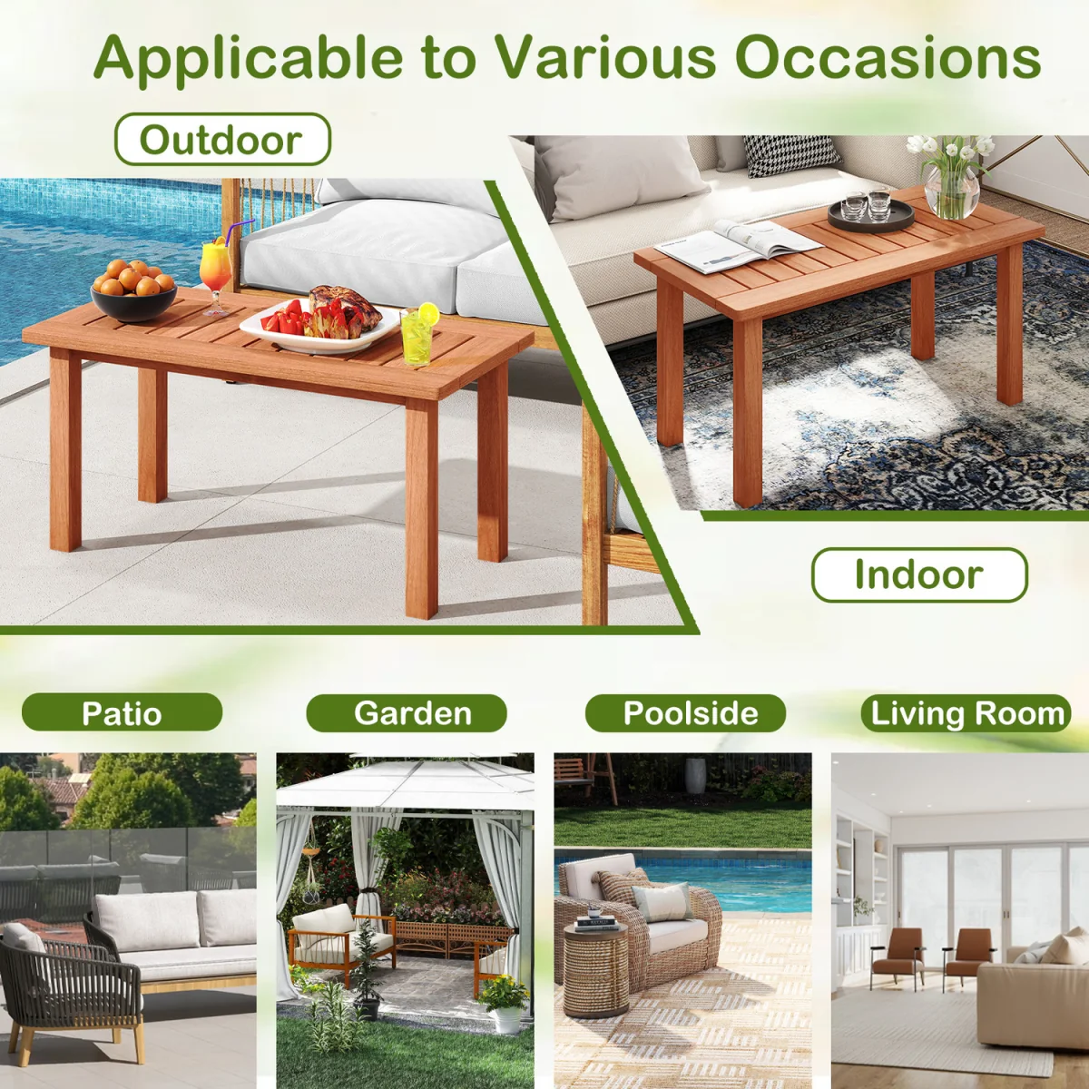 Rectangular Wooden Center Table for Balcony - Brown – image 6