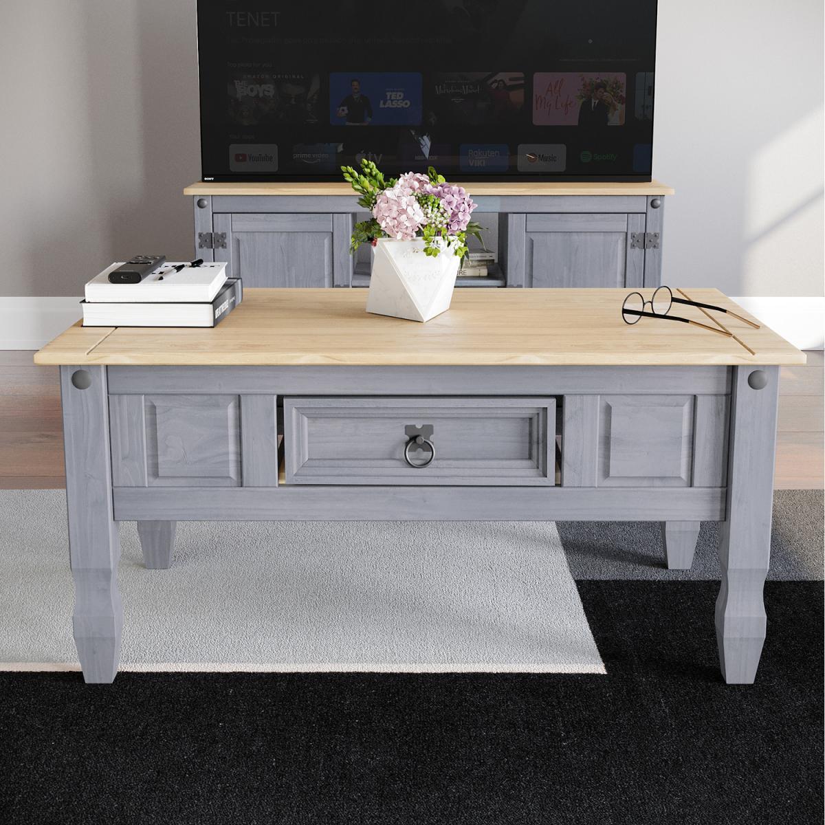 Corona 1 Drawer Coffee Table, Grey - Grey – image 5