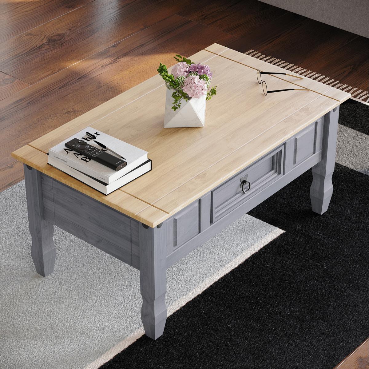 Corona 1 Drawer Coffee Table, Grey - Grey – image 6