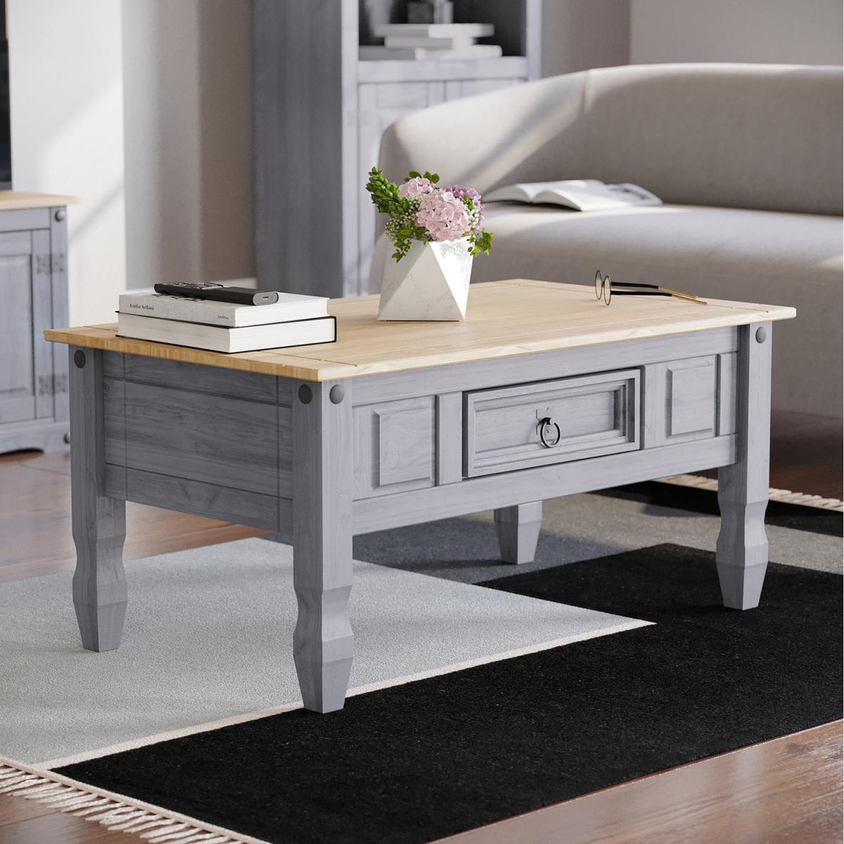 Corona 1 Drawer Coffee Table, Grey - Grey – image 1