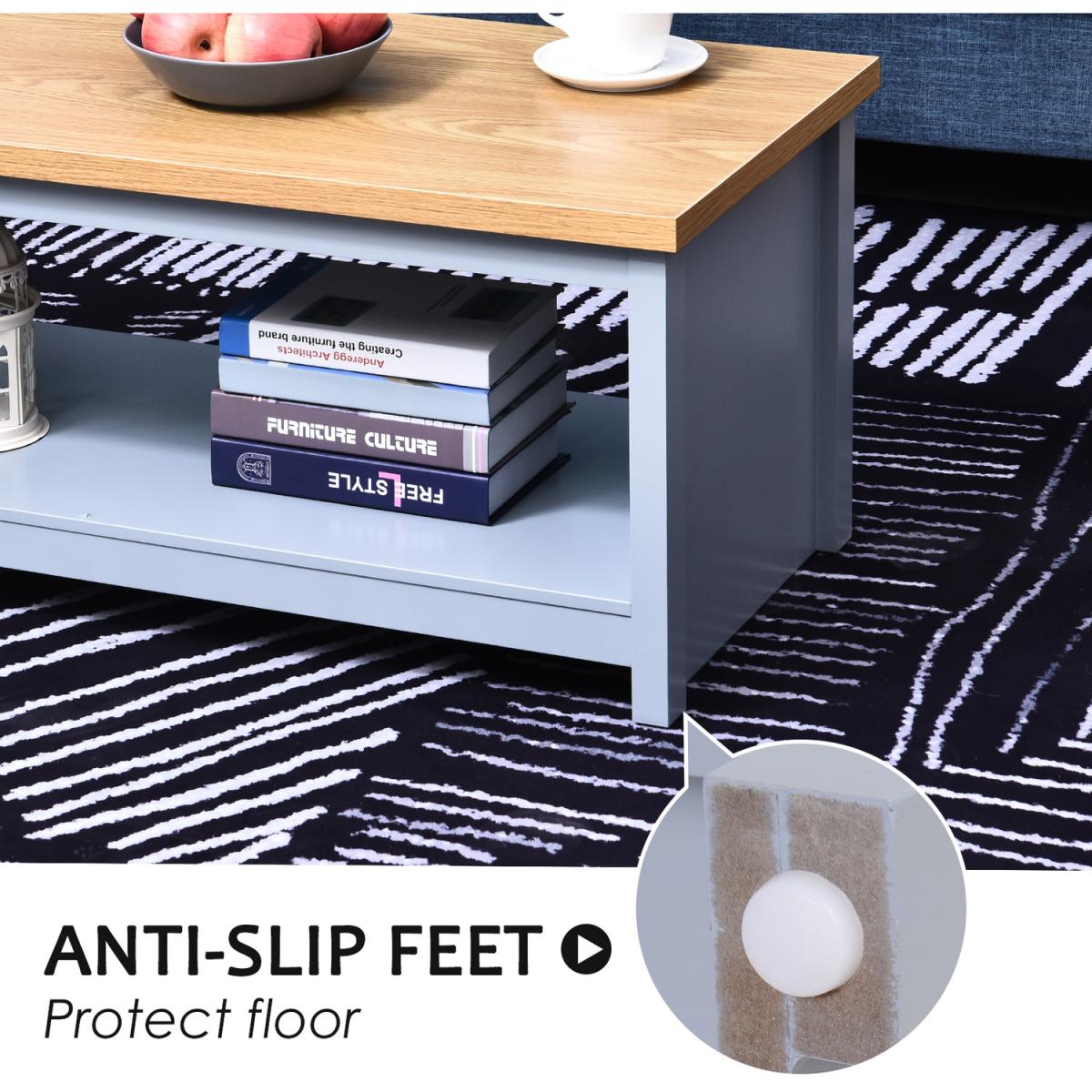 Coffee Table with Open Display Wood Effect - Oak & Grey – image 4