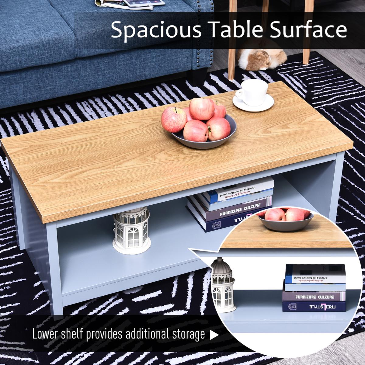 Coffee Table with Open Display Wood Effect - Oak & Grey – image 5