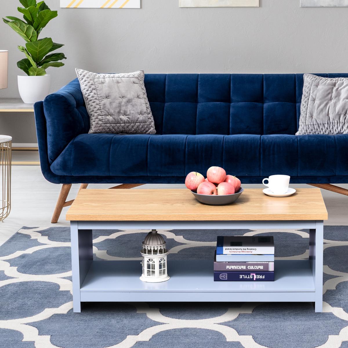 Coffee Table with Open Display Wood Effect - Oak & Grey – image 1
