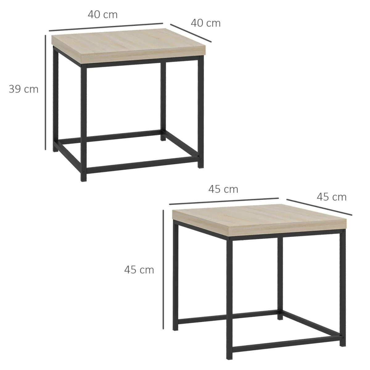 Vattesa Wooden Oak Finish Set Of 2 Nesting Coffee Tables – image 4